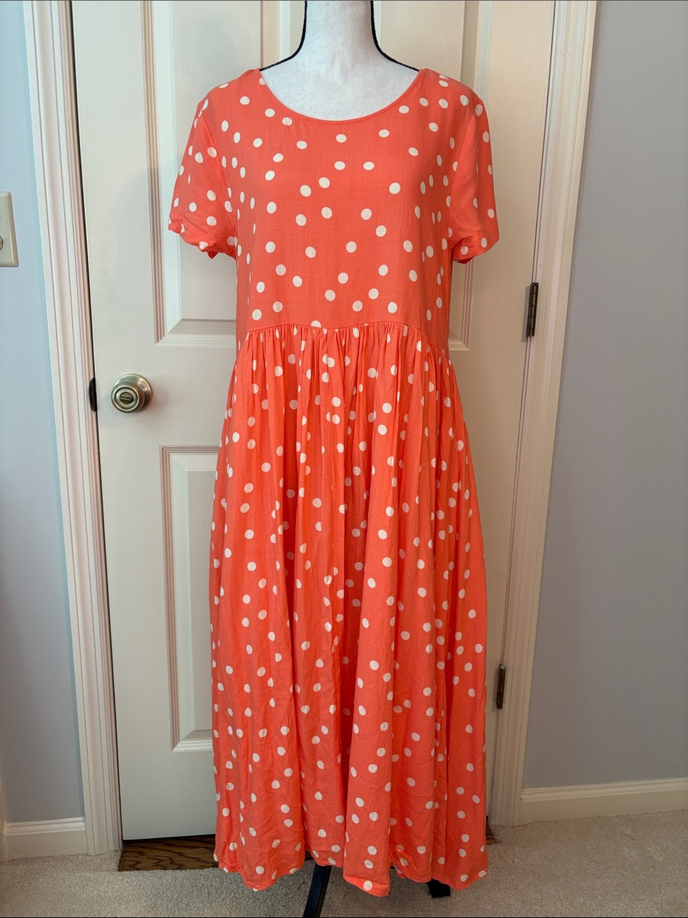 Mister Zimi Mili Polka Dot Orange and White Linen Blend Dress size 6 US